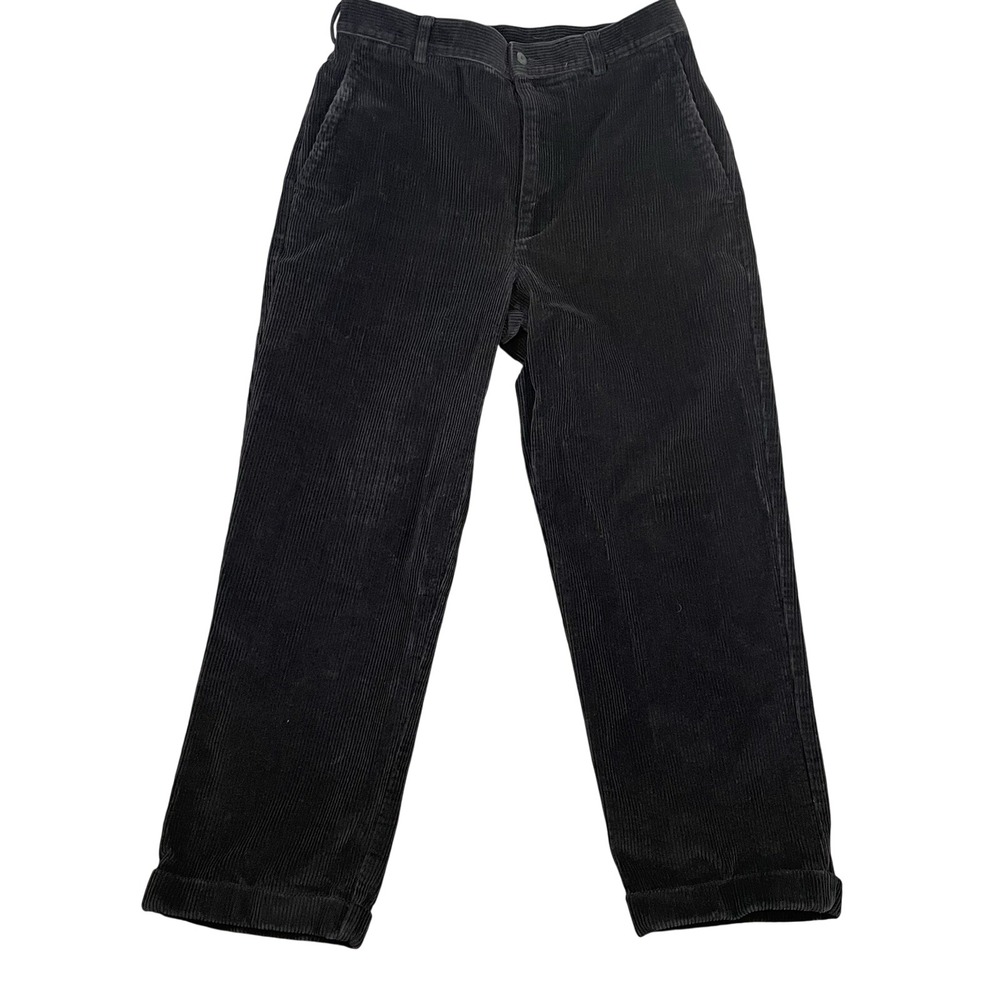 Jos A Bank Men's Corduroy Cuffed Straight Leg Pants Black Size 33Wx30L Classic